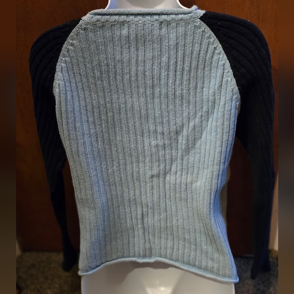 Great American Sweater Co. baby & navy blue jersey style cable knit sweater szL - Picture 4 of 5